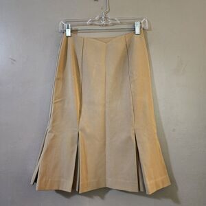 VTG Gap Factory Store Womens Flounce Skirt Size 0 Beige Mid Rise Pleated Lined